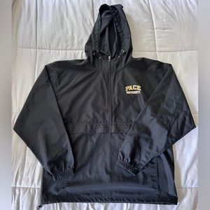Pace University x Champion black quarter zip windbreaker